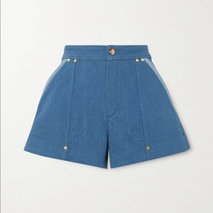 Chloé Embellished two-tone denim shorts